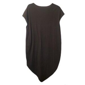 UNIVERSAL STANDARD Sz XS Geneva Midi Dress Black Asymmetric Hem Cotton